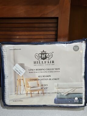 Queen All-Season Combed Cotton Blanket - White